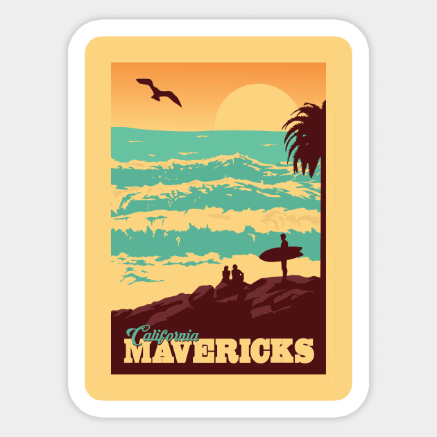 California Mavericks Travel Poster Design. Sticker by Terrybogard97